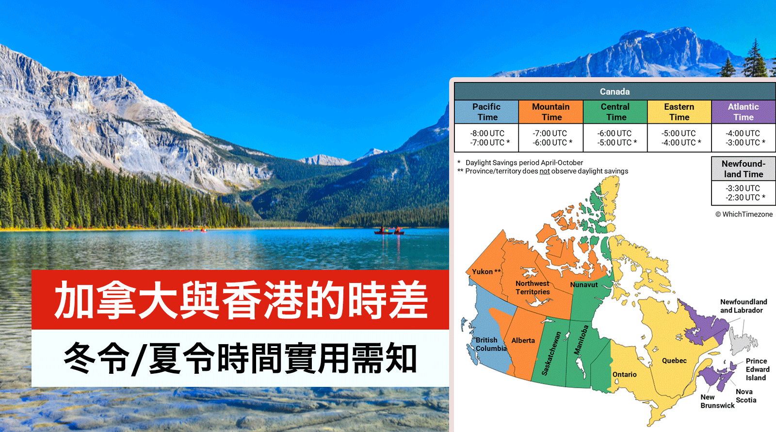 加拿大時差、冬令夏令時間實用需知